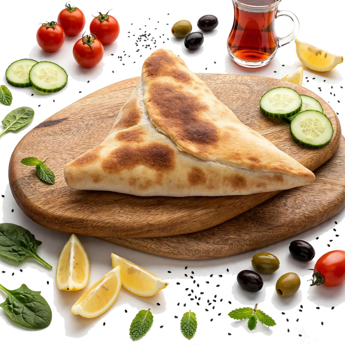 Manakish aux épinards — suggestion de présentation