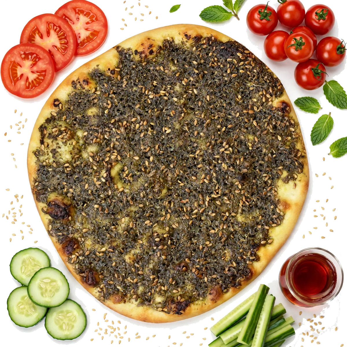 Manakish au zaatar — suggestion de présentation