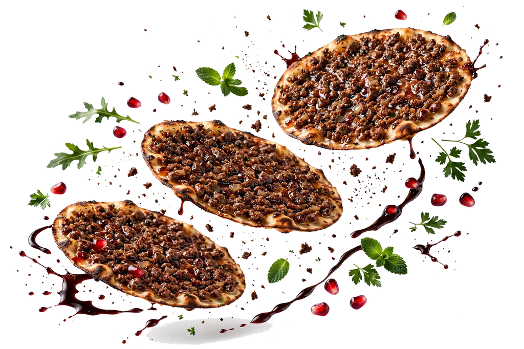 Lahmacun rolé à la mélasse de grenade — suggestion de présentation