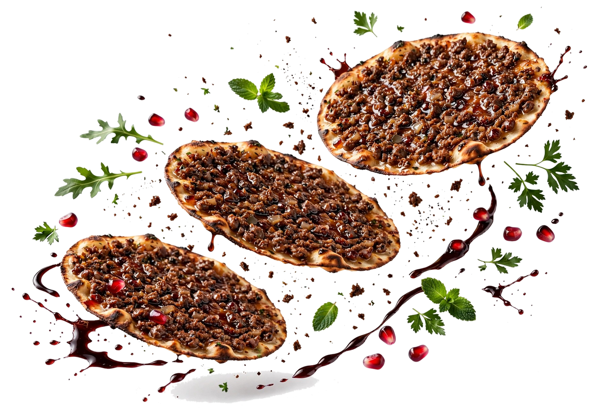 Lahmacun rolé à la mélasse de grenade — suggestion de présentation
